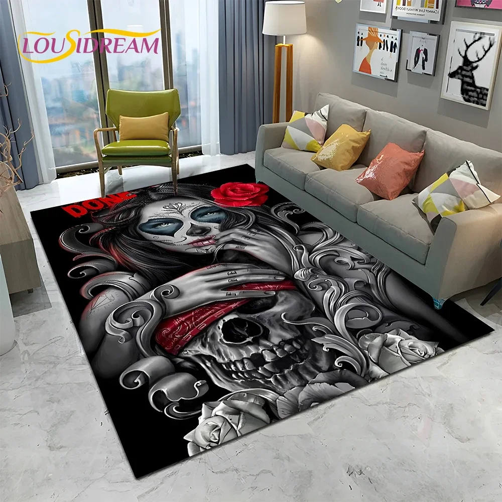 Home Textiles Sale - Dywan z motywem horroru, gotyki, czaszki,